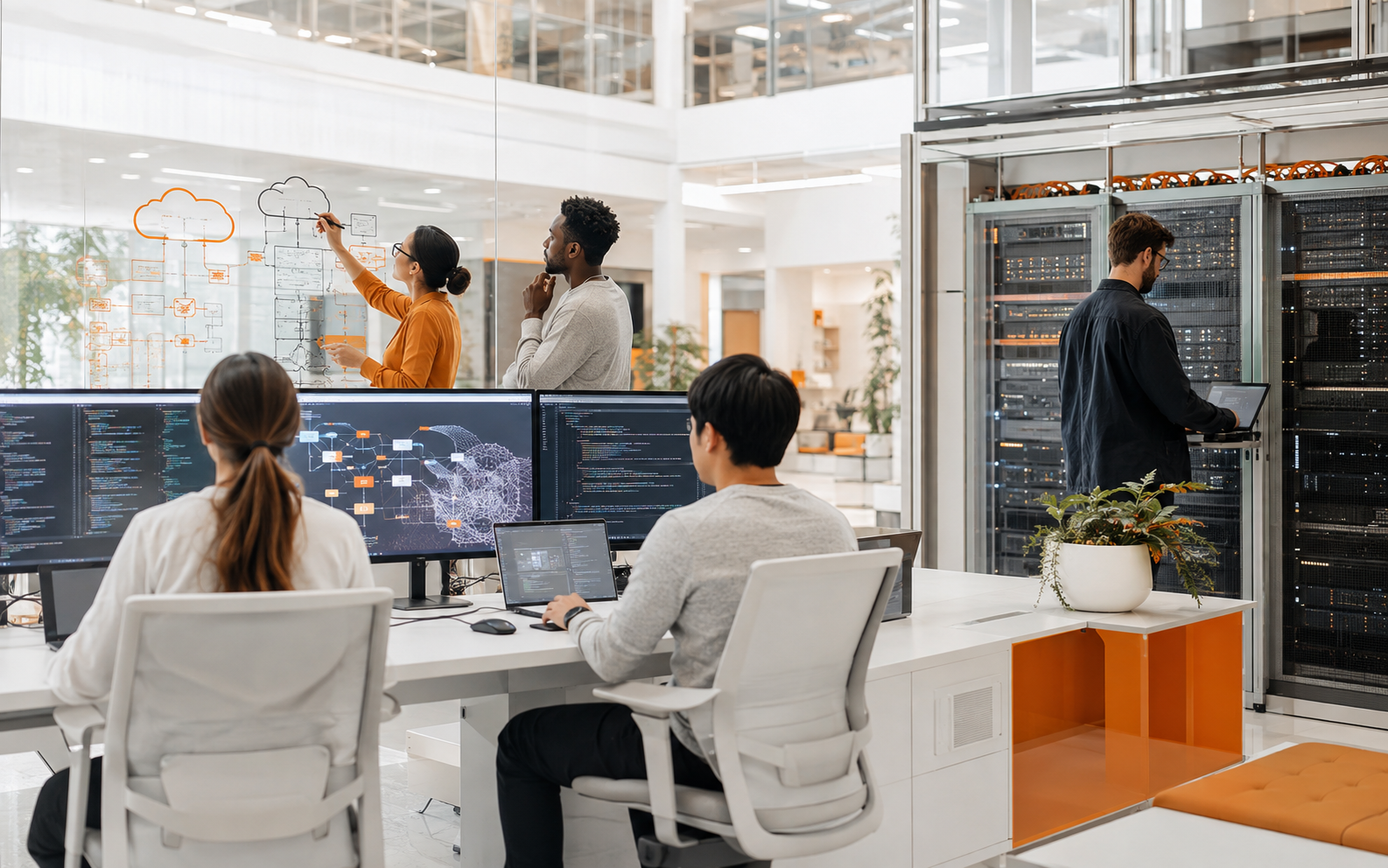 Cloud, DevOps and data engineering professionals working in a modern technology environment